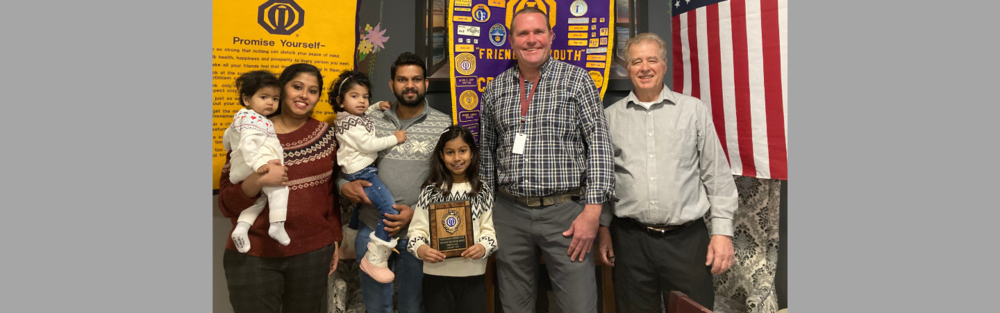 4th Grade Student at Sunset Ridge, Zhenya Sam, wins "Student of the Month" Award from the Optimist Club of Cross Plains