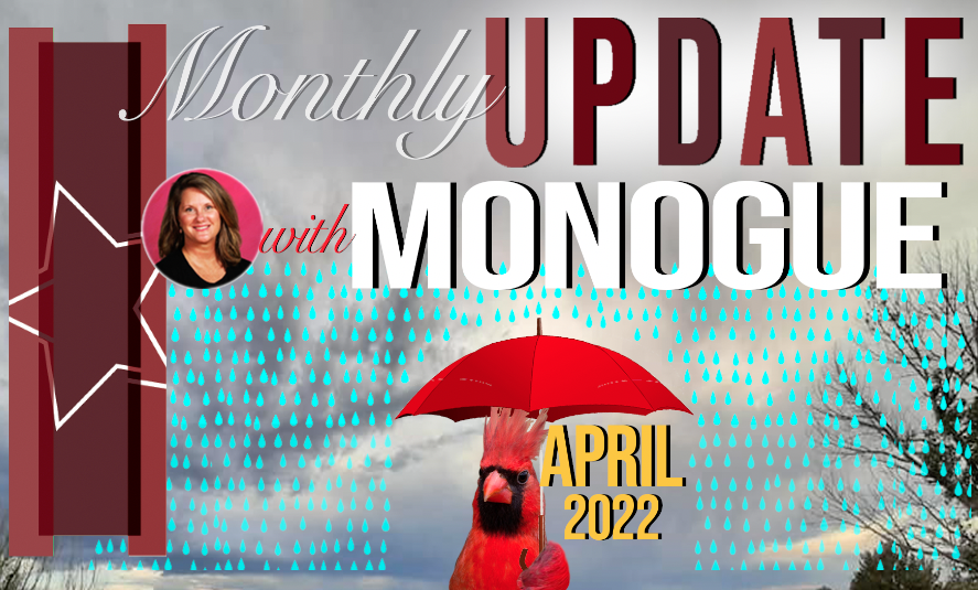 April Monthly Update With Monogue - Cardinal holding an umbrella