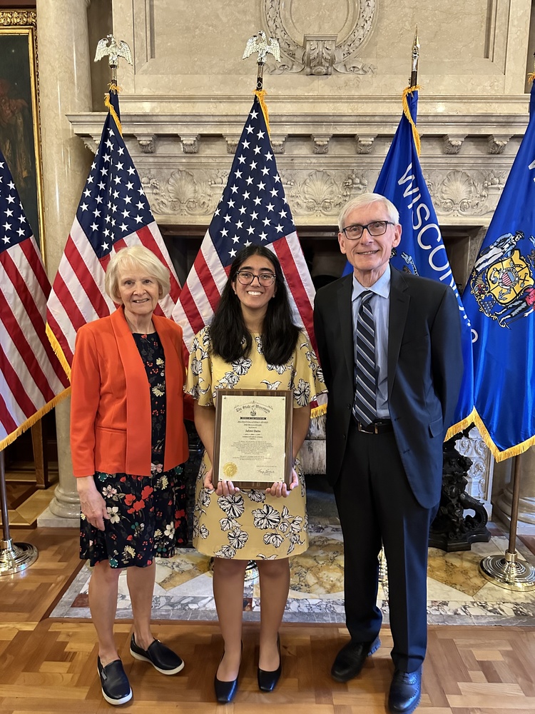 Student With Gov. Evers
